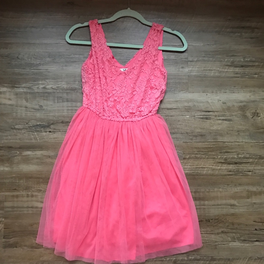 Coral Dress with Tulle Bottom